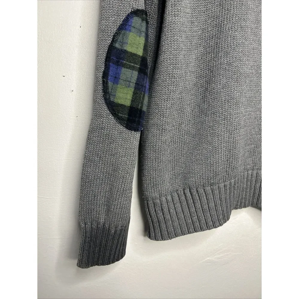 J.Crew Classic Grey Cotton Quarter-Zip Sweater Ribbed Knit Pullover‎